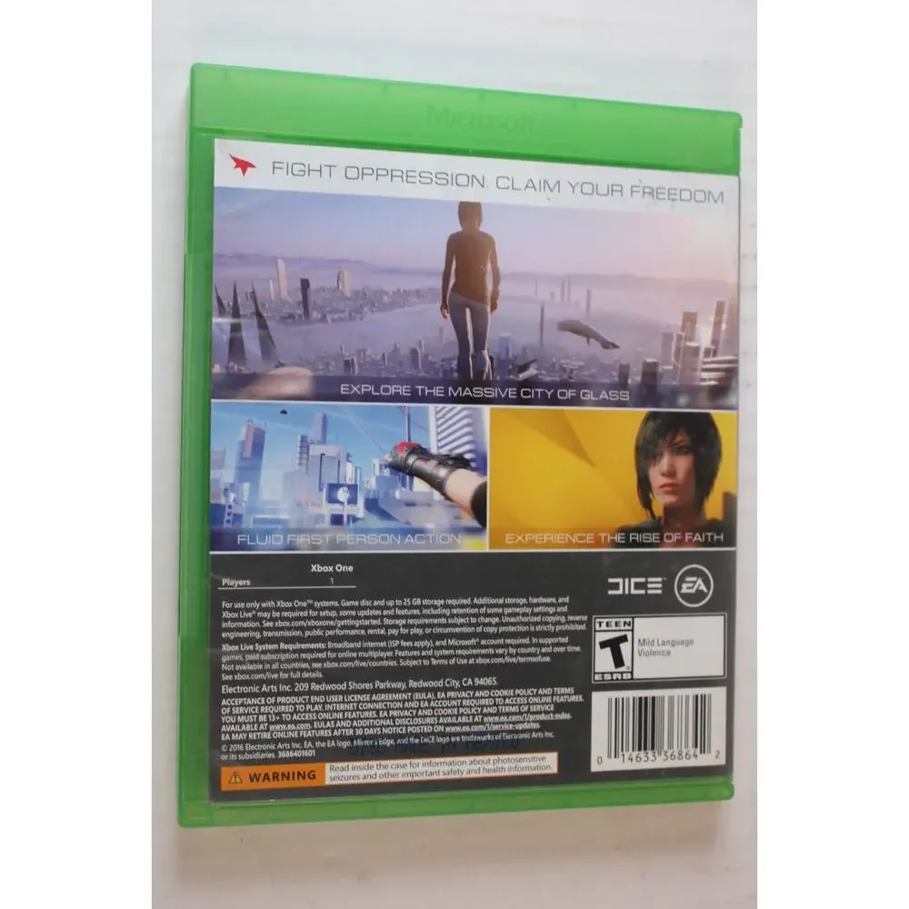 Mirror's Edge: Catalyst (Microsoft Xbox One, 2016) Authentic, Complete, Tested